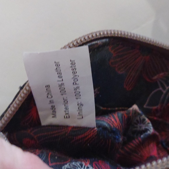 Lodis tan leather crossbody purse with zippered outer pocket & gold hardware - Picture 8 of 11